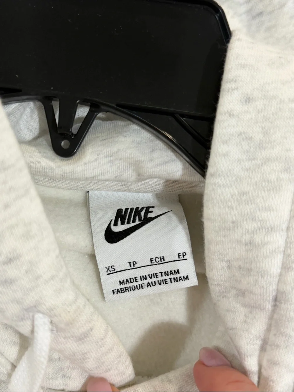 Nike Light Gray Hoodie with Red Rose and Navy Swoosh